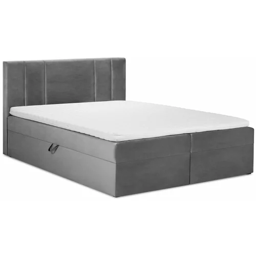Mazzini Beds svijetlo sivi bračni krevet od baršuna Mazzini Kreveti Afra, 200 x 200 cm