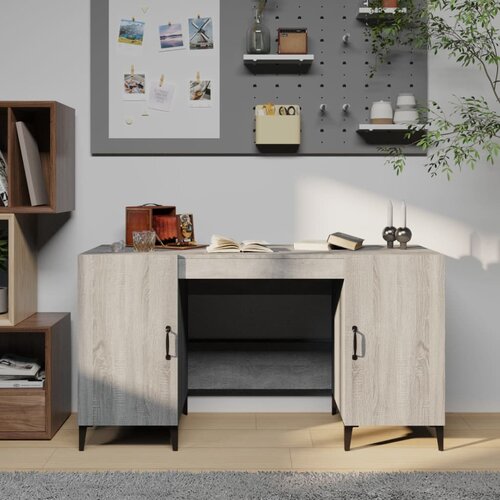 vidaXL Pisalna miza siva sonoma 140x50x75 cm inženirski les Cene