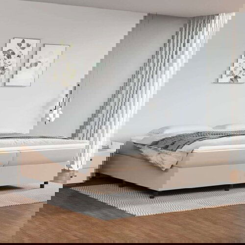  Box spring postelja z vzmetnico kapučino 200x200 cm um. usnje, (20726819) Slike