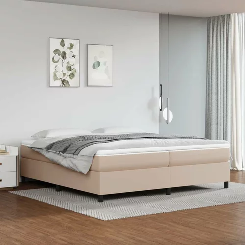  Box spring postelja z vzmetnico kapučino 200x200 cm um. usnje, (20726819)