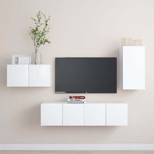 vidaXL 4-dijelni set TV ormarića bijeli od iverice Cijene