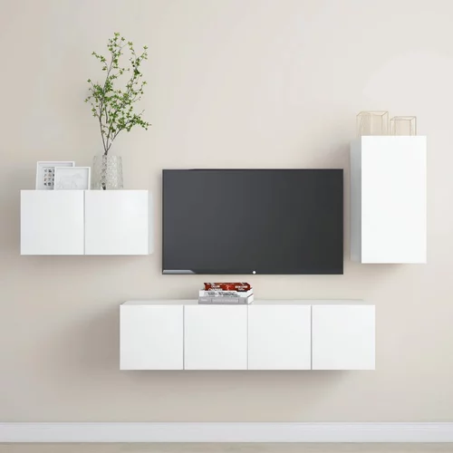 vidaXL Komplet TV omaric 4-delni bela iverna plošča, (20730630)