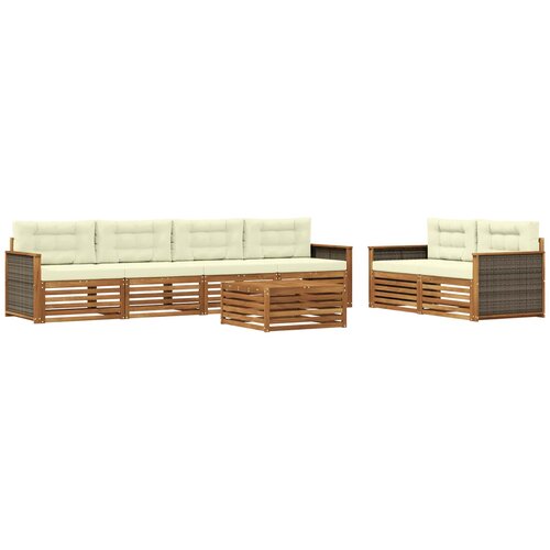 vidaXL Zunanja garnitura za sedenje z blazino 7 pcs Naravna in smetana, (5000282219) Cene