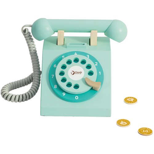 Classic World Drvena igračka Plavi retro telefon Cene