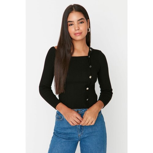 Trendyol Black Button Detailed Knitwear Sweater Slike
