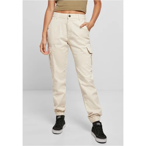 Urban Classics Women's high-waisted cargo pants whitesand