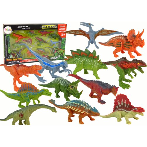  Set of Dinosaur Figurines 12 pieces Colorful Cene