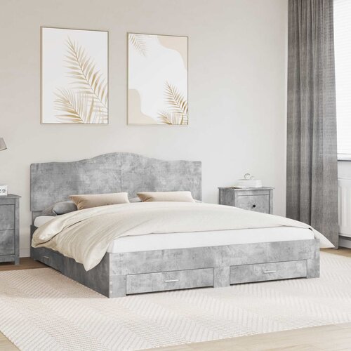  Krevetna konstrukcija s ladicama Betonski sivi 200 x 200 cm Cijene