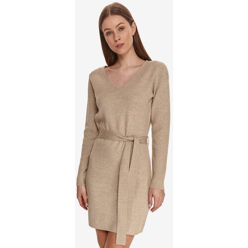 Top Secret Beige women&amp;#039;s dress with a tie at the waist - Women Slike
