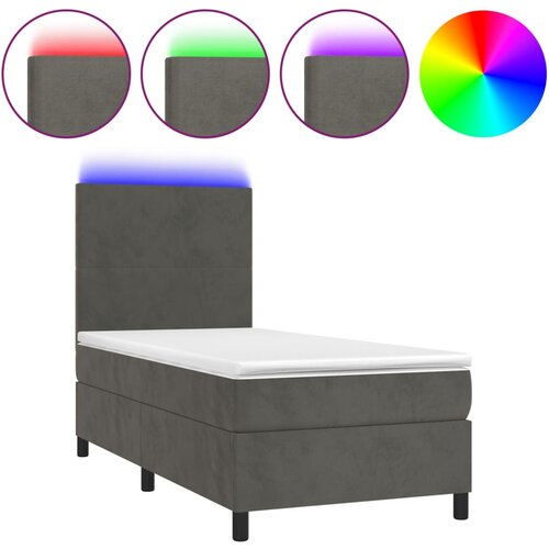 Maison Chic Box spring postelja - Vzmetna postelja z vzmetnico LED temno siva 100x200 cm žamet SL22146, (21906431) Slike