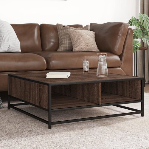  Stol za kavu smeđi hrast 80x80x30 cm Konstruirano drvo i metal Cijene