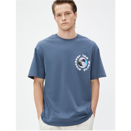 Koton Oversized T-Shirt with Slogan Print Crew Neck Cotton Slike