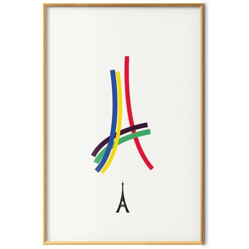  Plakat - Eiffel Tower - Colored Graphic - Abstraction 21x30 Zlatni okvir Cene