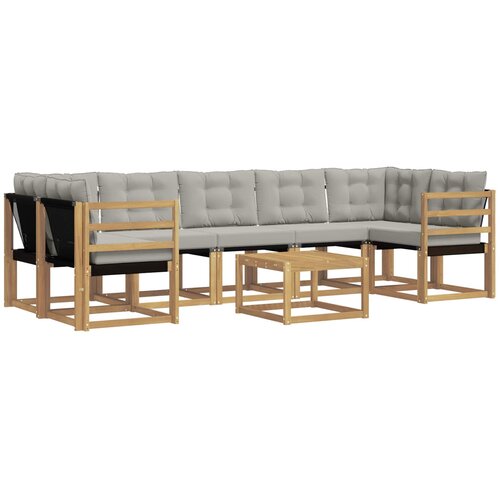 VidaXL Zunanja garnitura za sedenje 8 pcs Bela in svetlo siva, (5000282721) Slike