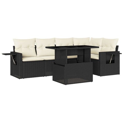 VidaXL 6-dijelni set vrtnih sofa s jastucima crni od poliratana Slike