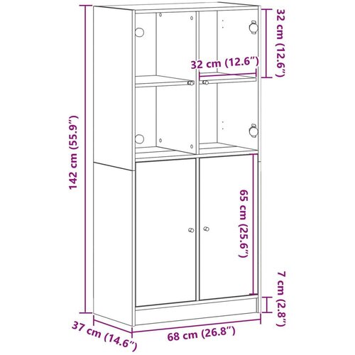VidaXL Visoki ormarić s vratima Crna hrast 68x37x142 cm Konstruirano drvo Slike