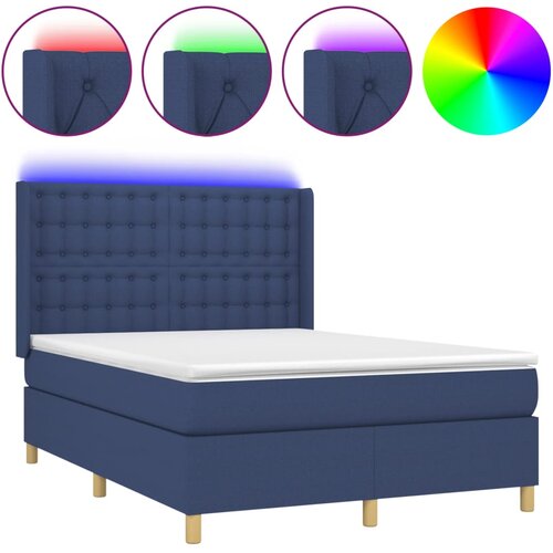 Maison Chic Box spring postelja - Vzmetna postelja z vzmetnico LED modra 140x190 cm blago SL21626, (21892189) Cene