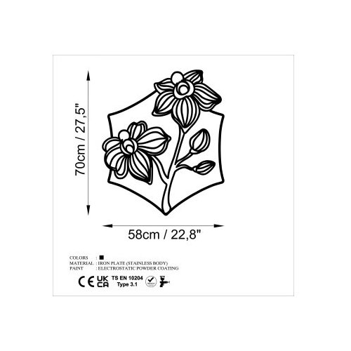Wallxpert dekorativni metalni zidni pribor orchid l crna boja Slike