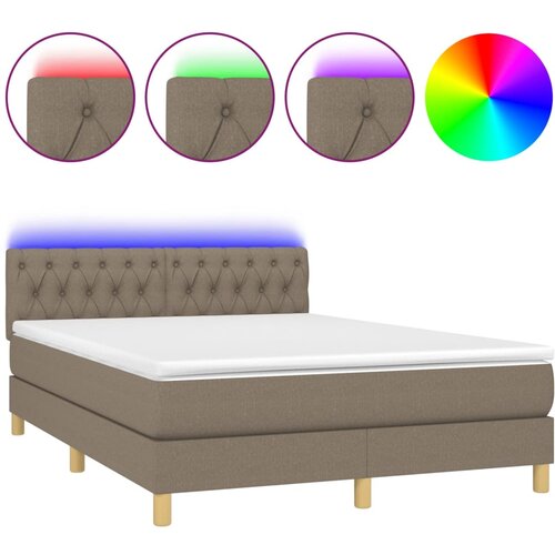 VidaXL Box spring postelja z vzmetnico LED taupe 140x190 cm blago, (20896405) Slike