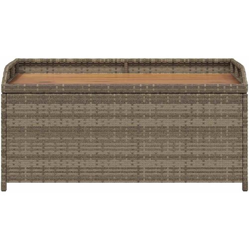  Klupa za pohranu siva 100x50x52 cm poliratan i bagremovo drvo Slike