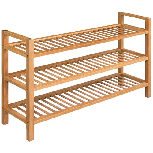 vidaXL Stojalo za čevlje s 3 policami 100x27x60 cm trdna hrastovina Cene