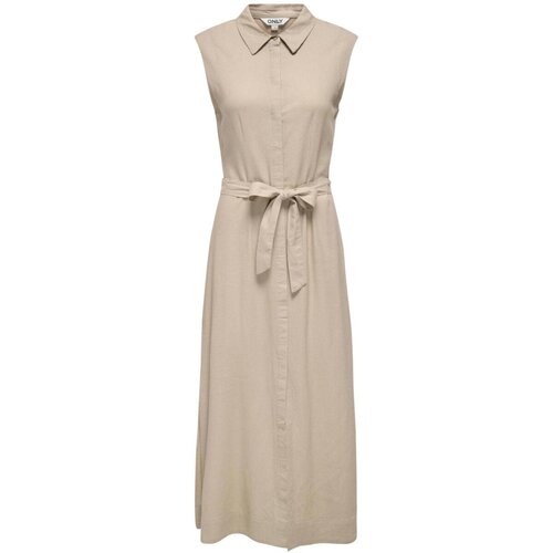 Only Dolge obleke Onlgoa Sl Linen Bl Shirt Dress Cc Pnt 15363697 Bež Cene