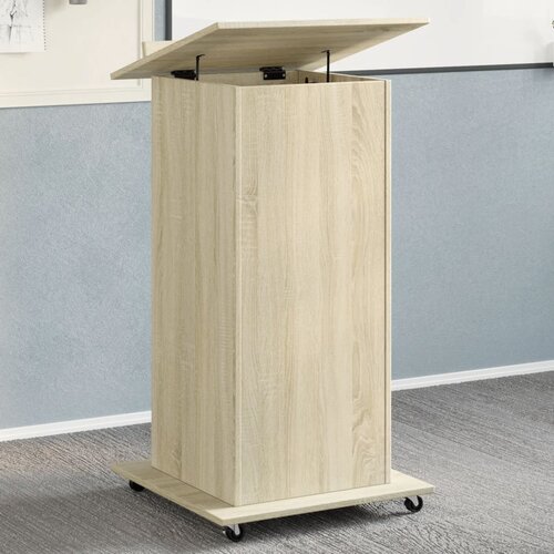  Govornica s kotačima i ladicom boja hrasta 55x55x107 cm drvena Cijene