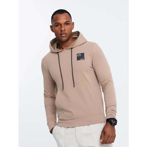 Ombre Men's logo kangaroo hoodie - brown Cene