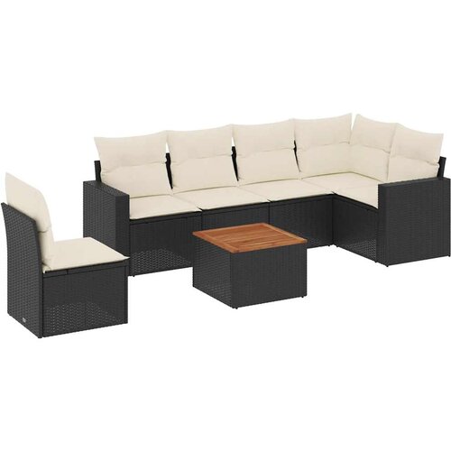  7-dijelni set vrtnih sofa od poliratana s jastucima crni Crna Slike