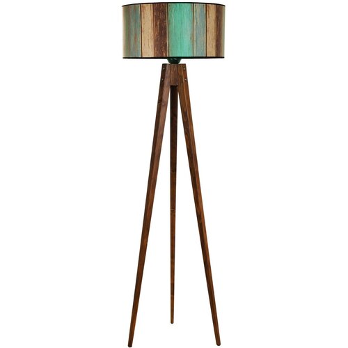 Opviq tripod ceviz lambader silindir renkli abajurlu multicolor floor lamp Cene