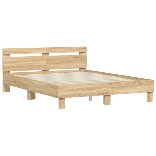  Okvir za krevet s uzglavljem i LED boja hrasta sonome 150x200cm Slike