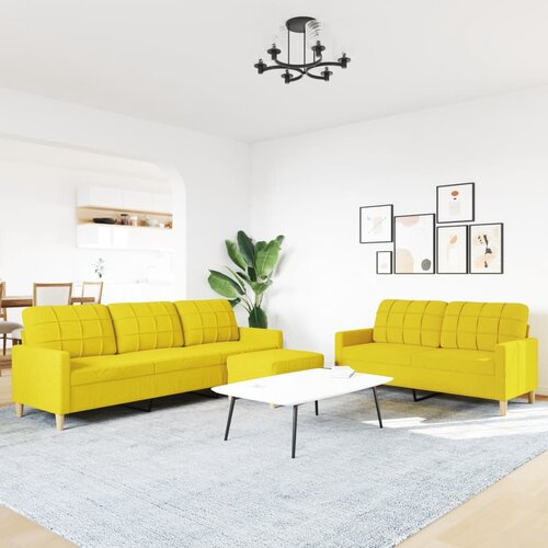  3-dijelni set sofa s tabureom svjetložuti od tkanine Slike