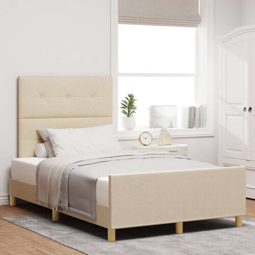  Postelja Krem 120x200 cm Tkanina, (22049120) Slike