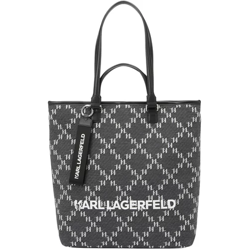 Karl Lagerfeld Nakupovalna torba siva / črna / bela