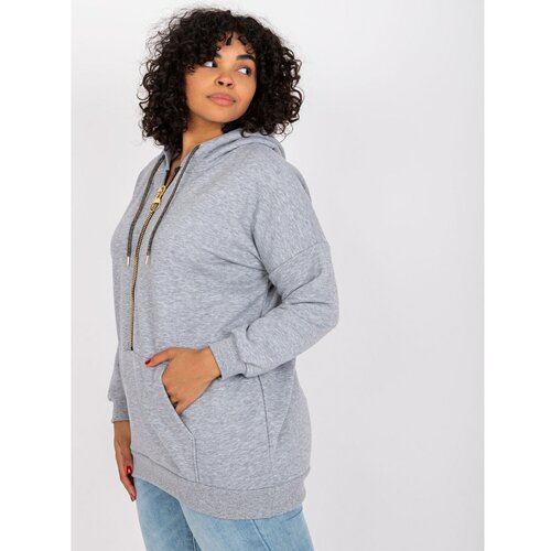 Fashion Hunters Gray melange plus size sweatshirt with hood from Amanda Slike