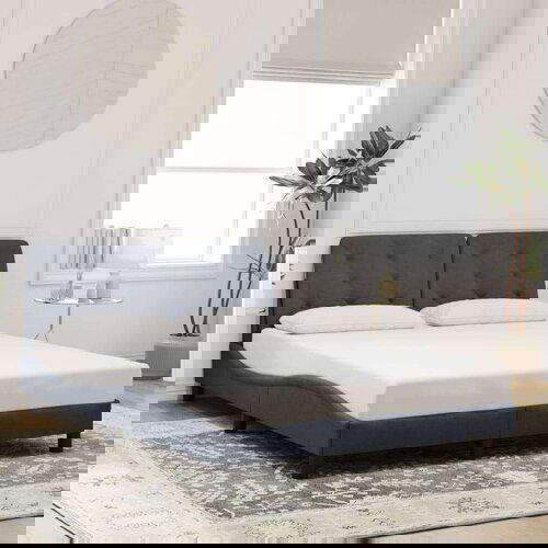 vidaXL Posteljni okvir z vzglavjem temno siv 140x190 cm žamet Cene