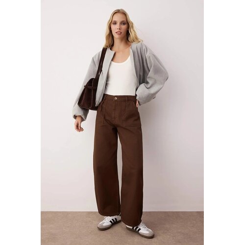 TRENDYOLMILLA ženske pantalone Twoaw26Pl00084, braon-braon Slike