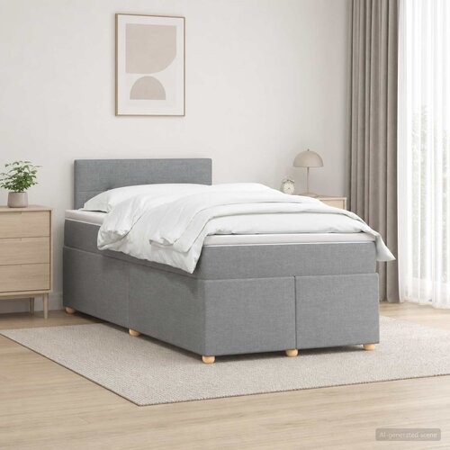  Boxspring krevet s madracem Svjetlosiva 120 x 190 cm Tkanina Slike