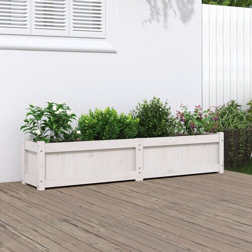 VidaXL Vrtno cvetlično korito belo 150x31x31 cm trdna borovina Slike