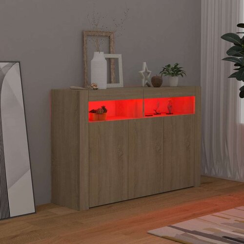 VidaXL Komoda z LED lučkami sonoma hrast 115,5x30x75 cm Slike