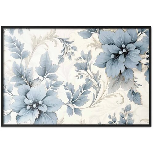  Plakat Turquoise Ornamental Retro Flowers 42x29.7 Crni okvir Cijene
