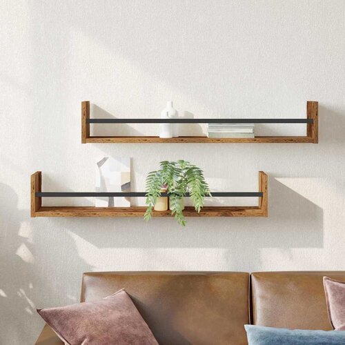  Polica na zidu Zidne 2 pcs Staro drvo 80 x 16 x 14 cm Cene
