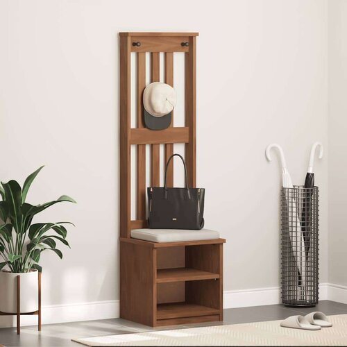  klop za predsobo SANDNES, trden borov les, rjava, 45x40x159,5 cm Slike