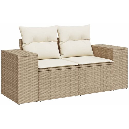  10-dijelni set vrtnih sofa s jastucima bež od poliratana 100 x 55 x 73 cm Slike