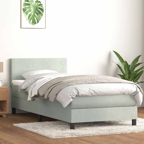 VidaXL Box Spring postelja z vzmetnico Svetlo siva 90x210 cm Velvet Slike