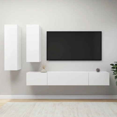  Komplet TV omaric 4-delni bela iverna plošča, (20913122)