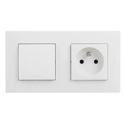Legrand Kućna utičnica 250V/16A i jednopolni prekidač br. 1 sa ramom NILOE STEP bela Slike