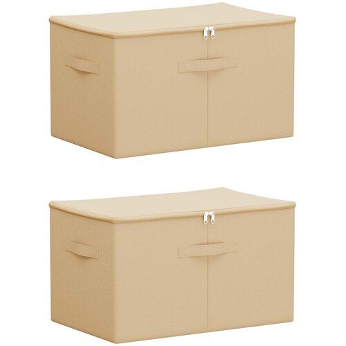  Kutija za spremanje 2 pcs Krem 55 x 35 x 32 cm Netkana tkanina Slike