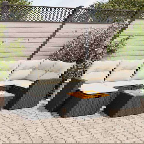 VidaXL 7-dijelni set vrtnih sofa od poliratana s jastucima crni Slike