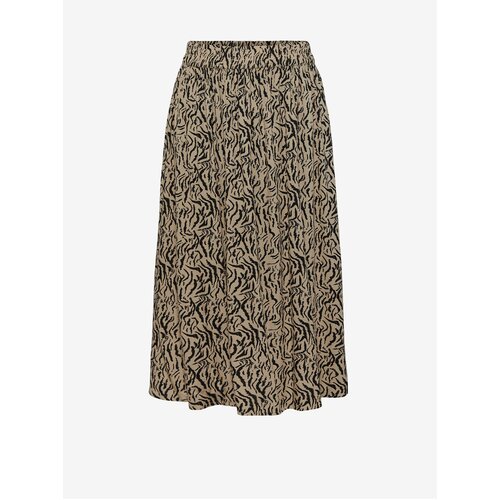 Pieces Black-brown Patterned Midi Skirt Nya - Women Slike
